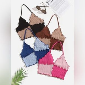 EZwear Lettuce Trim Colorblock Halter Top *NEW*
